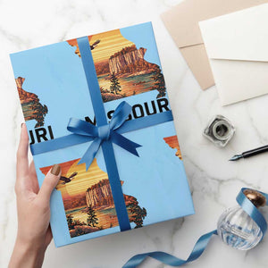 Missouri State Map Nature Travel Wrapping Paper Roll The Show Me State Pride TS12 Light Blue Print Your Wear