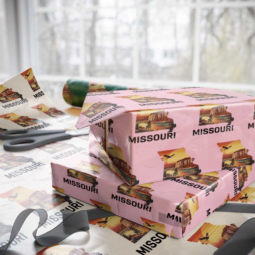 Missouri State Map Nature Travel Wrapping Paper Roll The Show Me State Pride TS12 Light Pink Print Your Wear