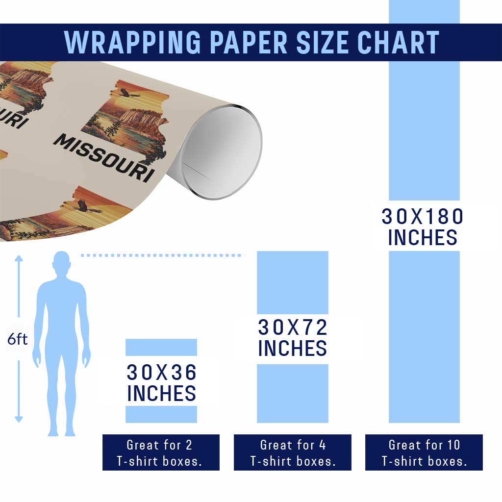 Missouri State Map Nature Travel Wrapping Paper Roll The Show Me State Pride TS12 Print Your Wear