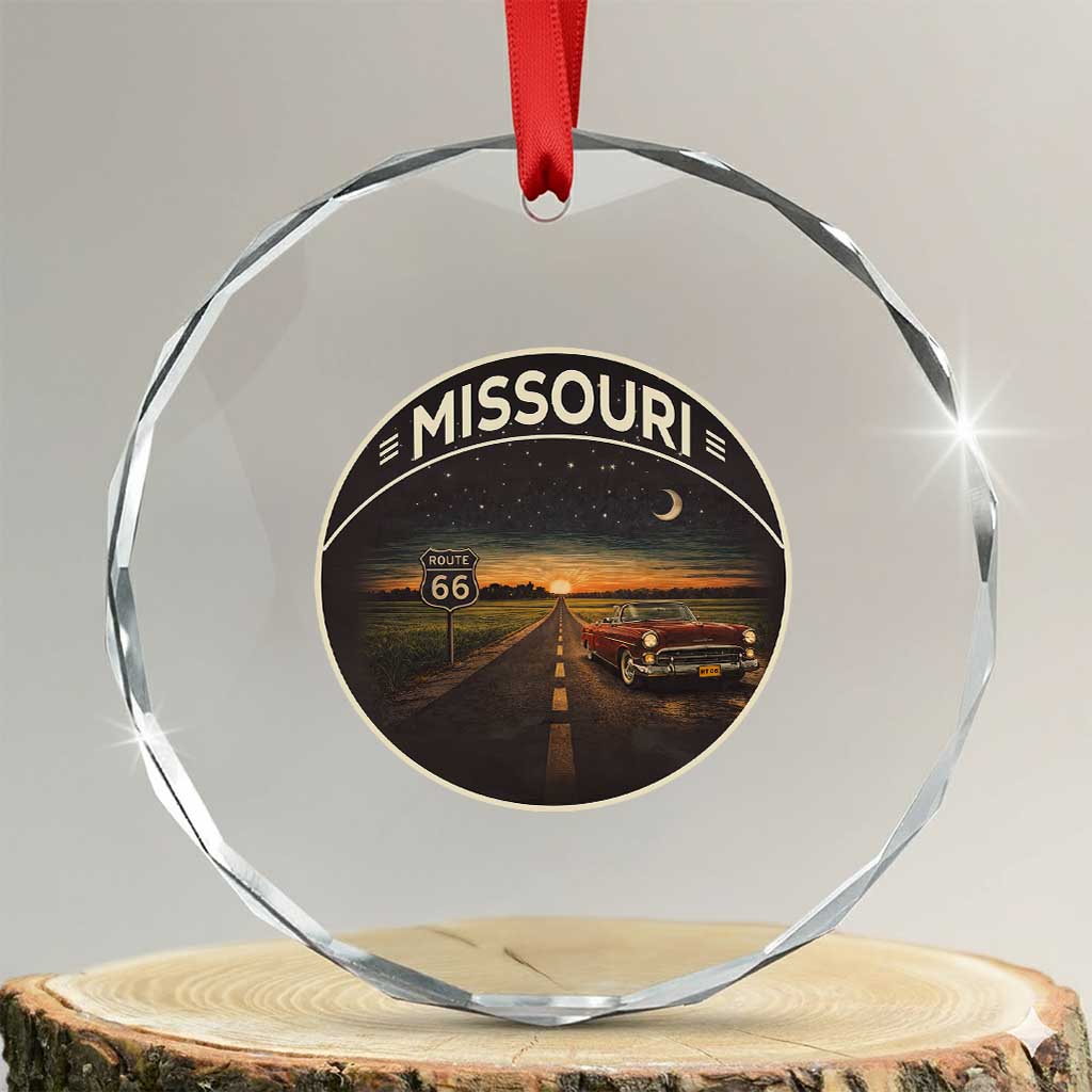 Missouri State Route Highway 66 Crystal Glass Ornament Mother Road Travel Gift TS12 Transparent Glass 3'' Circle Print Your Wear