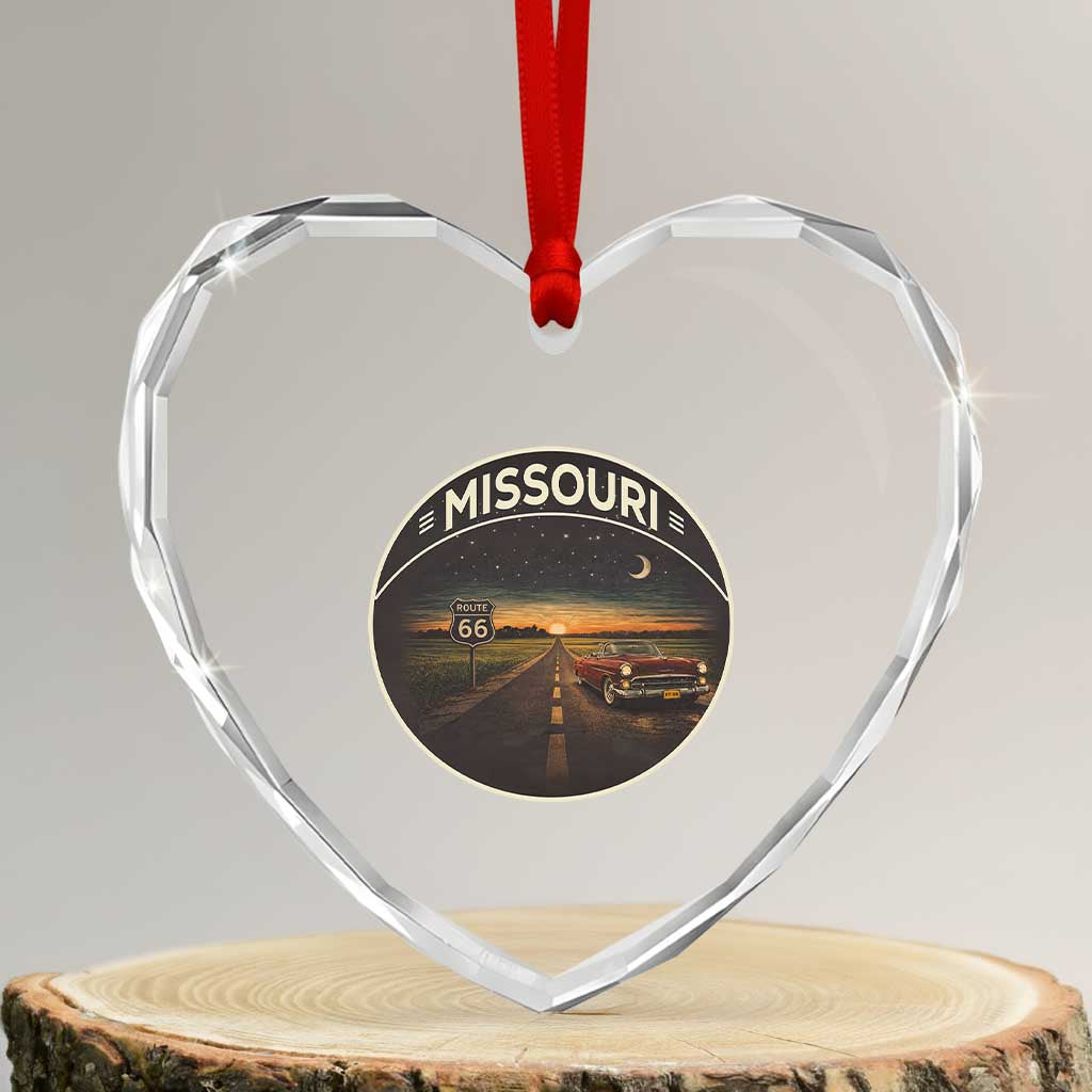 Missouri State Route Highway 66 Heart Crystal Glass Ornament Mother Road Travel Gift TS12 Transparent Glass 3'' Heart Print Your Wear