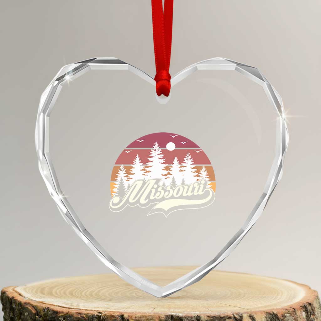 Missouri Travel Gift Heart Crystal Glass Ornament Vintage Forest River Landscape TS12 Transparent Glass 3'' Heart Print Your Wear