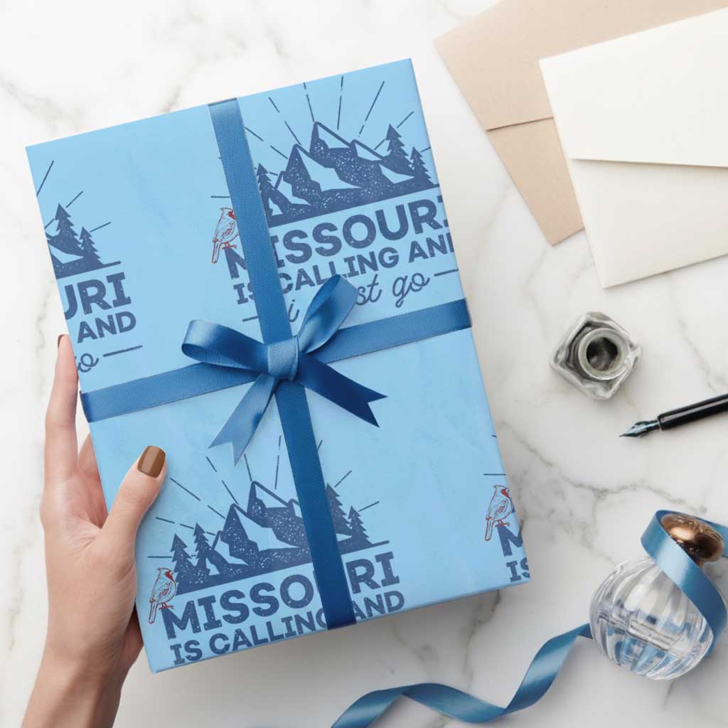 Missouri Traveling Lover Wrapping Paper Roll Missouri Is Calling And I Must Go TS12 Light Blue Print Your Wear