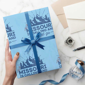 Missouri Traveling Lover Wrapping Paper Roll Missouri Is Calling And I Must Go TS12 Light Blue Print Your Wear
