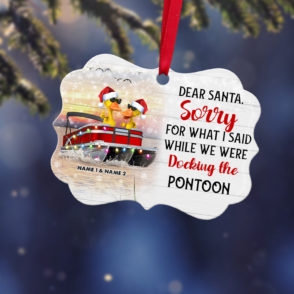 Personalized JP Christmas Ornaments Dear Santa, Docking The Pontoon Duck Gift For Pontoon Lover CTM Ornament Custom - Printyourwear