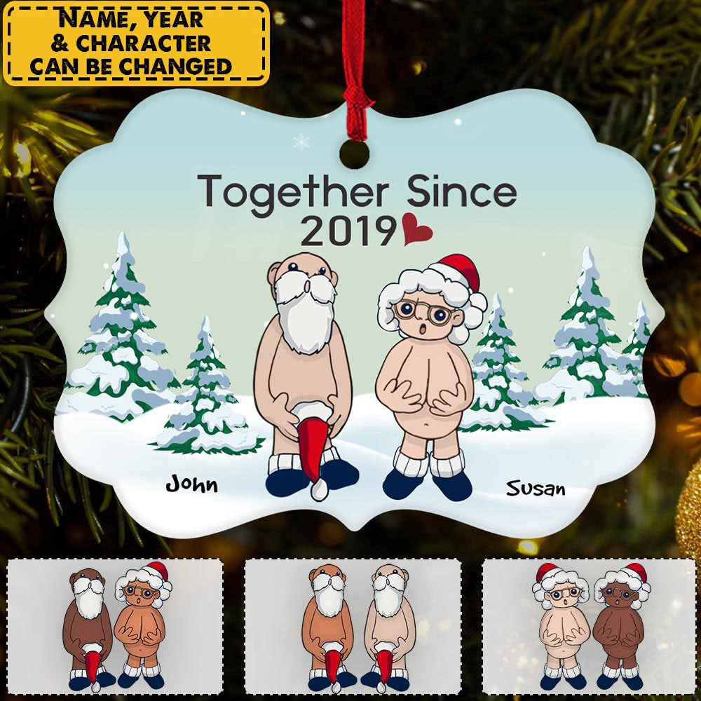 Personalized JP Christmas Ornaments Gift For Couple Together Since Years Santa CTM Ornament Custom - Printyourwear