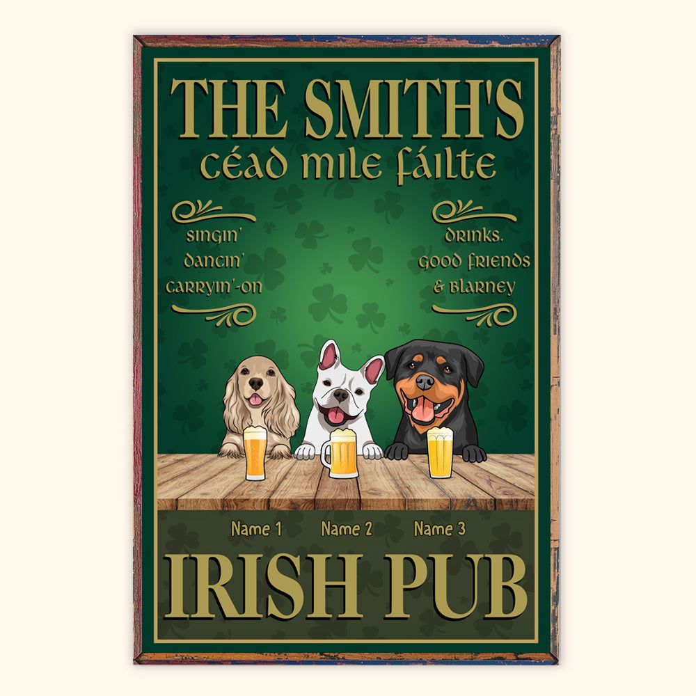 Personalized St Patricks Day Dog Poster Irish Pub Cead Mile Failte CTM Canvas Custom - Printyourwear