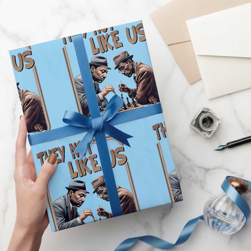MLK And Malcolm X Wrapping Paper Roll They Not Like Us Revolutionary Leaders TS12 Light Blue Print Your Wear