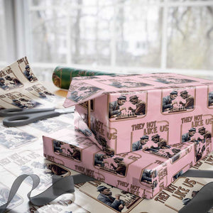 MLK And Malcolm X Wrapping Paper Roll They Not Like Us Revolutionary Leaders TS12 Light Pink Print Your Wear