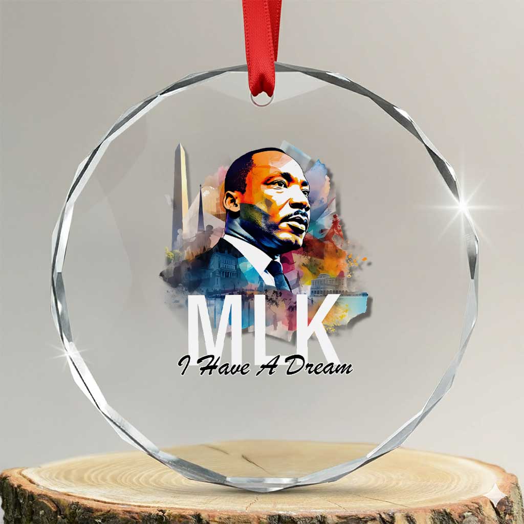 MLK I Have A Dream Crystal Glass Ornament Martin Luther King Portrait Black History Month TS11 Transparent Glass 3'' Circle Print Your Wear