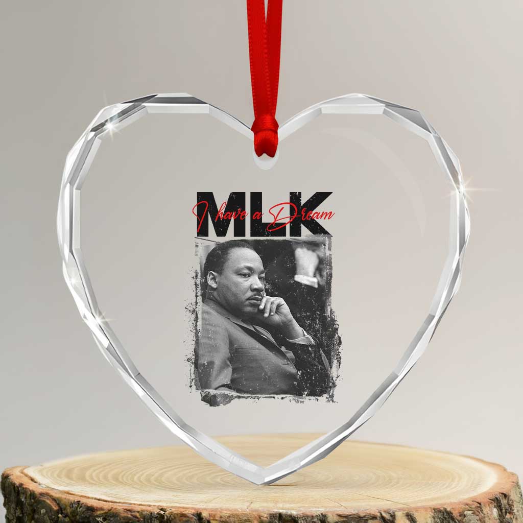 MLK I Have A Dream Heart Crystal Glass Ornament Dr Martin Luther King Jr Black History Month TS11 Transparent Glass 3'' Heart Print Your Wear