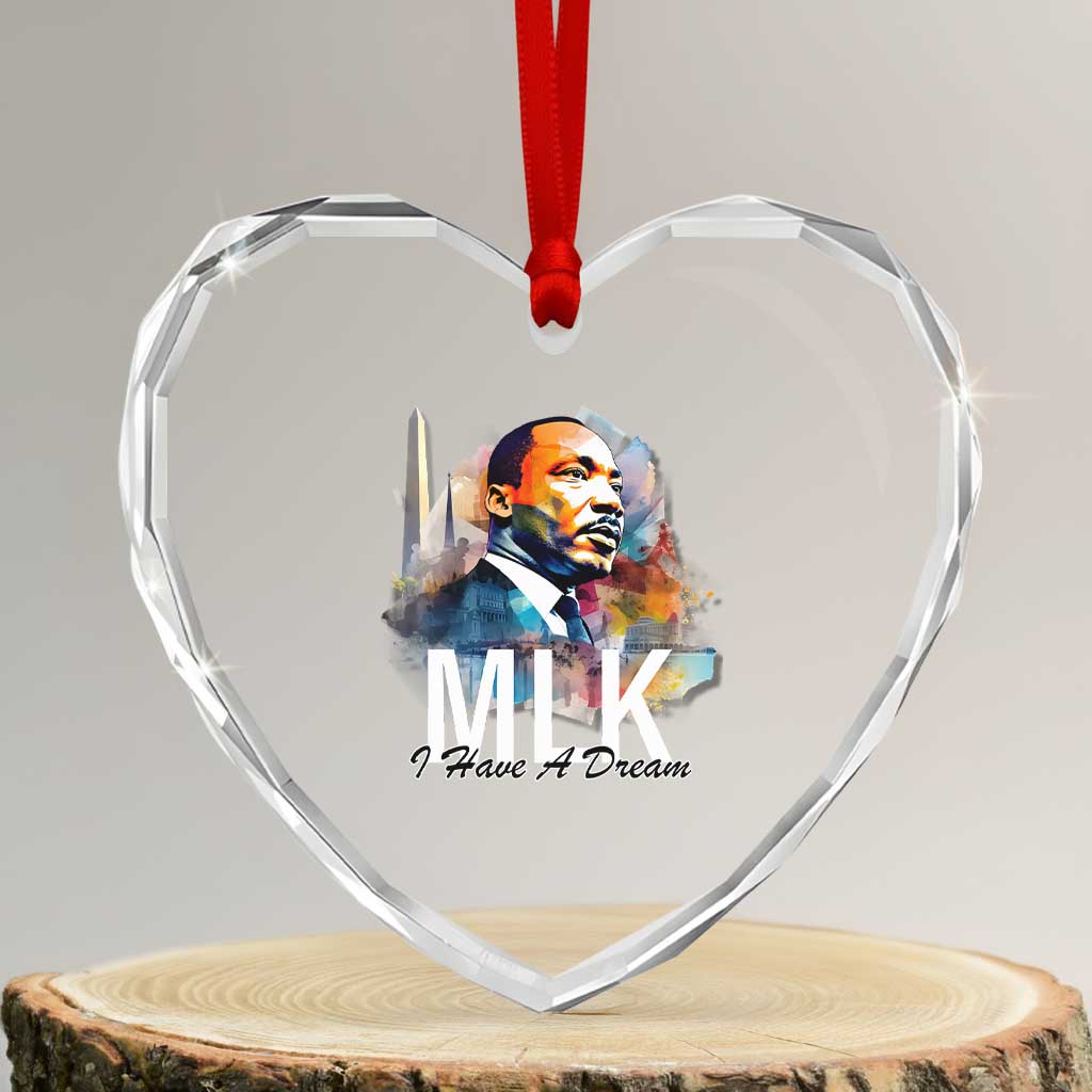 MLK I Have A Dream Heart Crystal Glass Ornament Martin Luther King Portrait Black History Month TS11 Transparent Glass 3'' Heart Print Your Wear