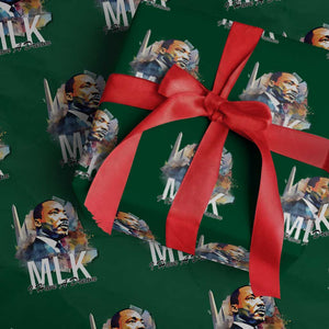 MLK I Have A Dream Wrapping Paper Roll Martin Luther King Portrait Black History Month TS11 Green Print Your Wear