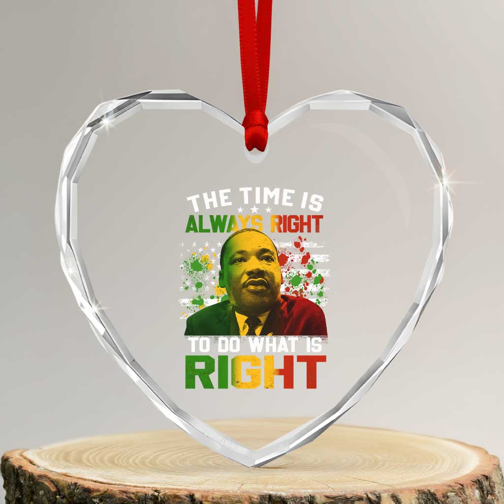 MLK Quotes The Time Is Always Right To Do What Is Right Heart Crystal Glass Ornament Martin Luther King Vintage American Flag TS11 Transparent Glass 3'' Heart Print Your Wear