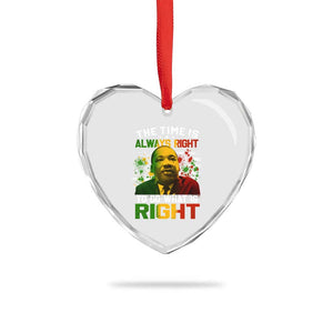 MLK Quotes The Time Is Always Right To Do What Is Right Heart Crystal Glass Ornament Martin Luther King Vintage American Flag TS11 Print Your Wear