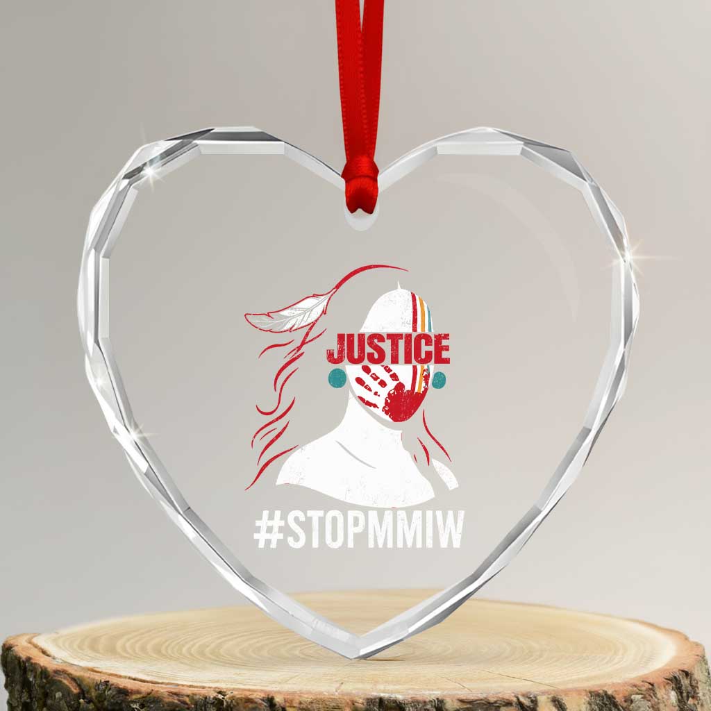 MMIW Awareness Heart Crystal Glass Ornament Justice For Indigenous Woman Stop Stolen Sisters TS10 Transparent Glass 3'' Heart Print Your Wear