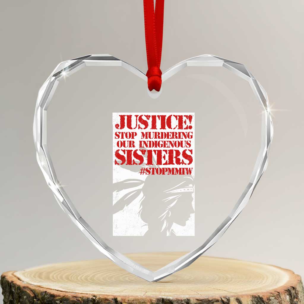 MMIW Awareness Heart Crystal Glass Ornament Justice Stop Murdering Our Indigenous Sisters TS10 Transparent Glass 3'' Heart Print Your Wear