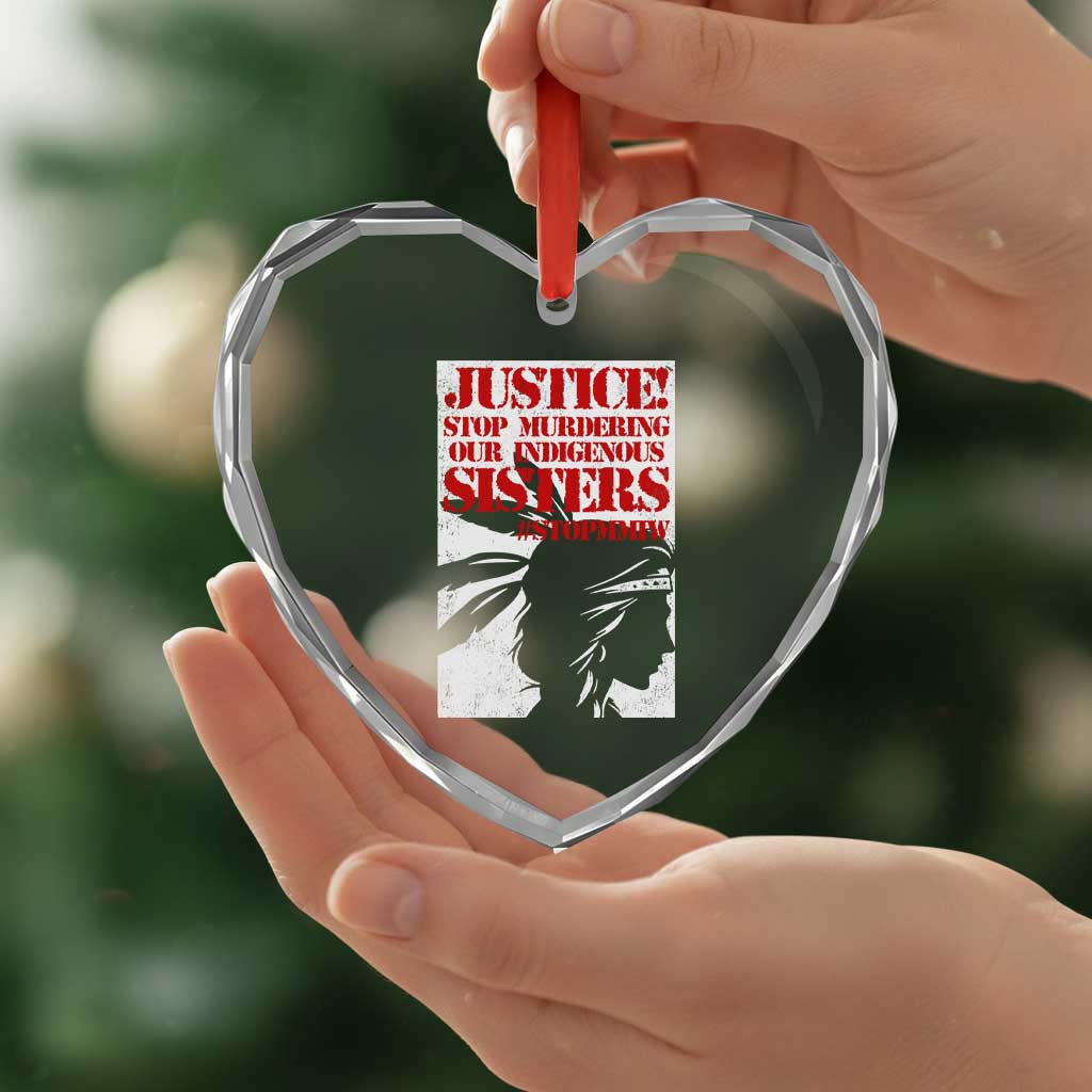 MMIW Awareness Heart Crystal Glass Ornament Justice Stop Murdering Our Indigenous Sisters TS10 Print Your Wear