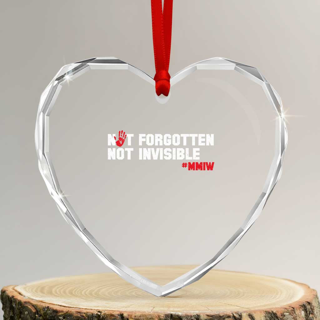 MMIW Awareness Heart Crystal Glass Ornament Not Forgotten Not Invisible Indigenous Women TS12 Transparent Glass 3'' Heart Print Your Wear