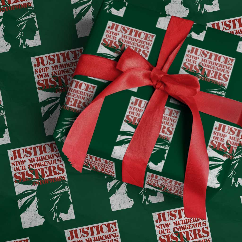 MMIW Awareness Wrapping Paper Roll Justice Stop Murdering Our Indigenous Sisters TS10 Green Print Your Wear