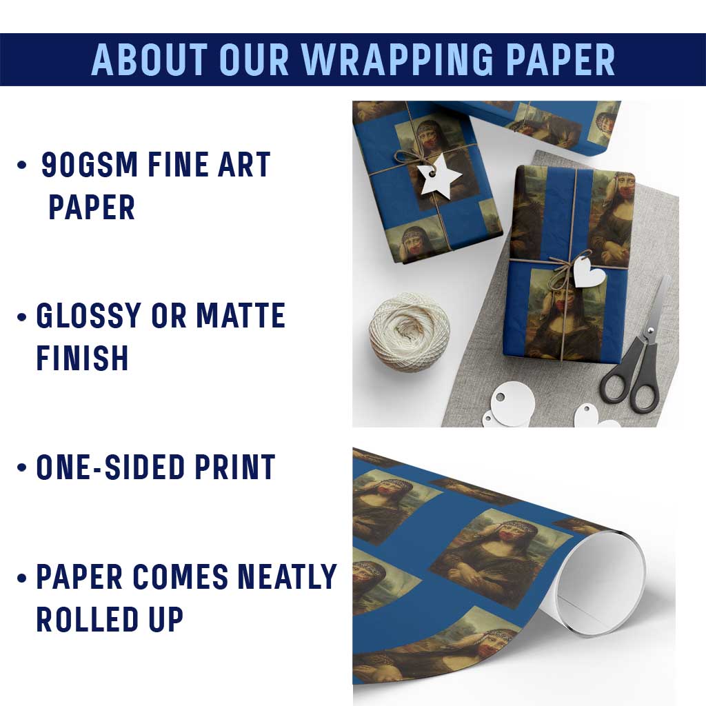 MMIW Awareness Wrapping Paper Roll Mona Lisa Red Handprint Indigenous Woman Stop Stolen Sisters TS10 Print Your Wear