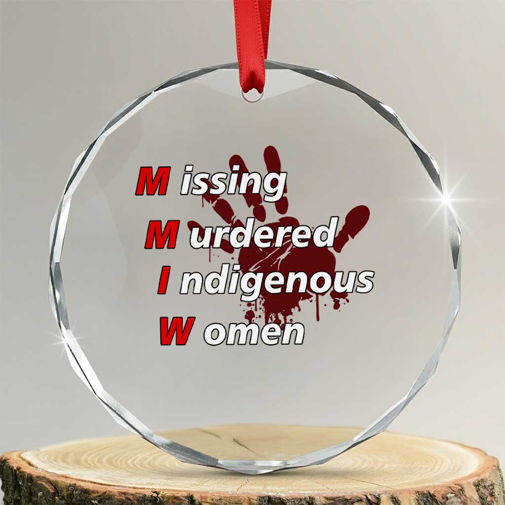 MMIW Crystal Glass Ornament Missing Murdered Indigenous Women Red Hand - Print Your Wear