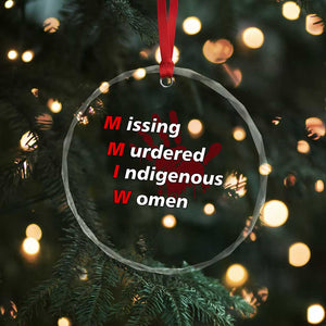 MMIW Crystal Glass Ornament Missing Murdered Indigenous Women Red Hand - Print Your Wear