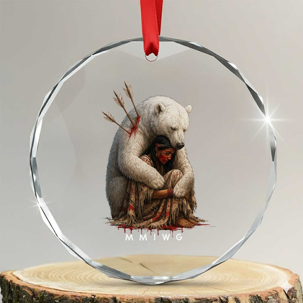 MMIW Native American Crystal Glass Ornament Spirit Bear Protecting Indigenous Woman MMIWG TS10 Transparent Glass 3'' Circle Print Your Wear