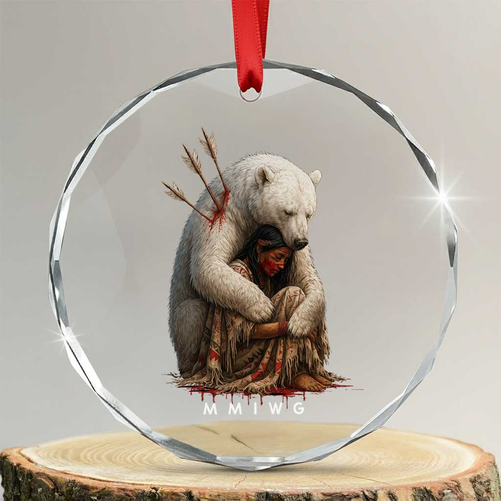MMIW Native American Crystal Glass Ornament Spirit Bear Protecting Indigenous Woman MMIWG TS10 Transparent Glass 3'' Circle Print Your Wear