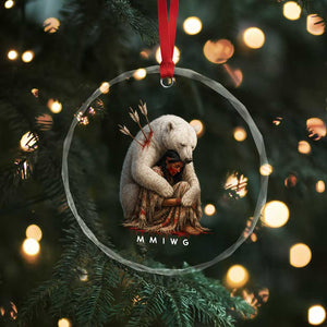 MMIW Native American Crystal Glass Ornament Spirit Bear Protecting Indigenous Woman MMIWG - Print Your Wear