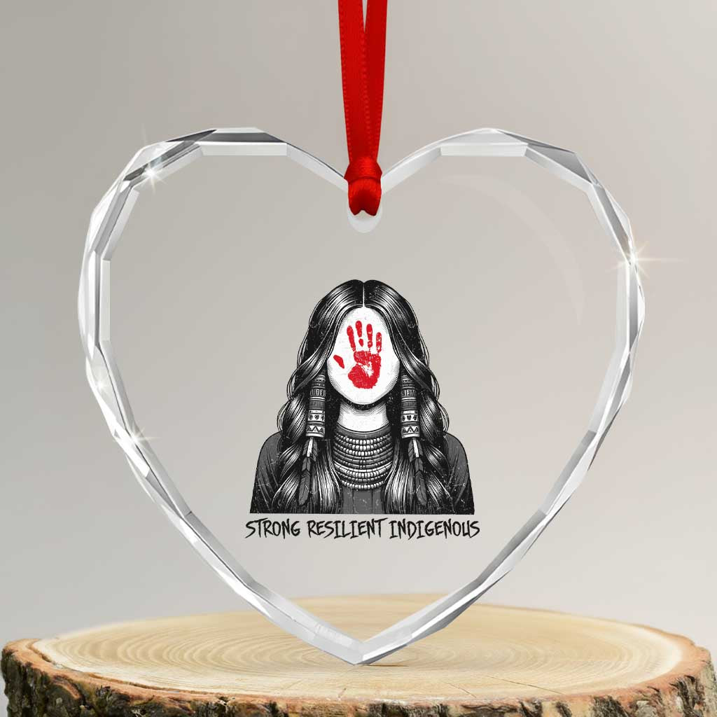 MMIW Strong Resilient Indigenous Heart Crystal Glass Ornament Stand With Native Women Support TS12 Transparent Glass 3'' Heart Print Your Wear