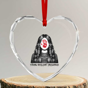 MMIW Strong Resilient Indigenous Heart Crystal Glass Ornament Stand With Native Women Support TS12 Transparent Glass 3'' Heart Print Your Wear