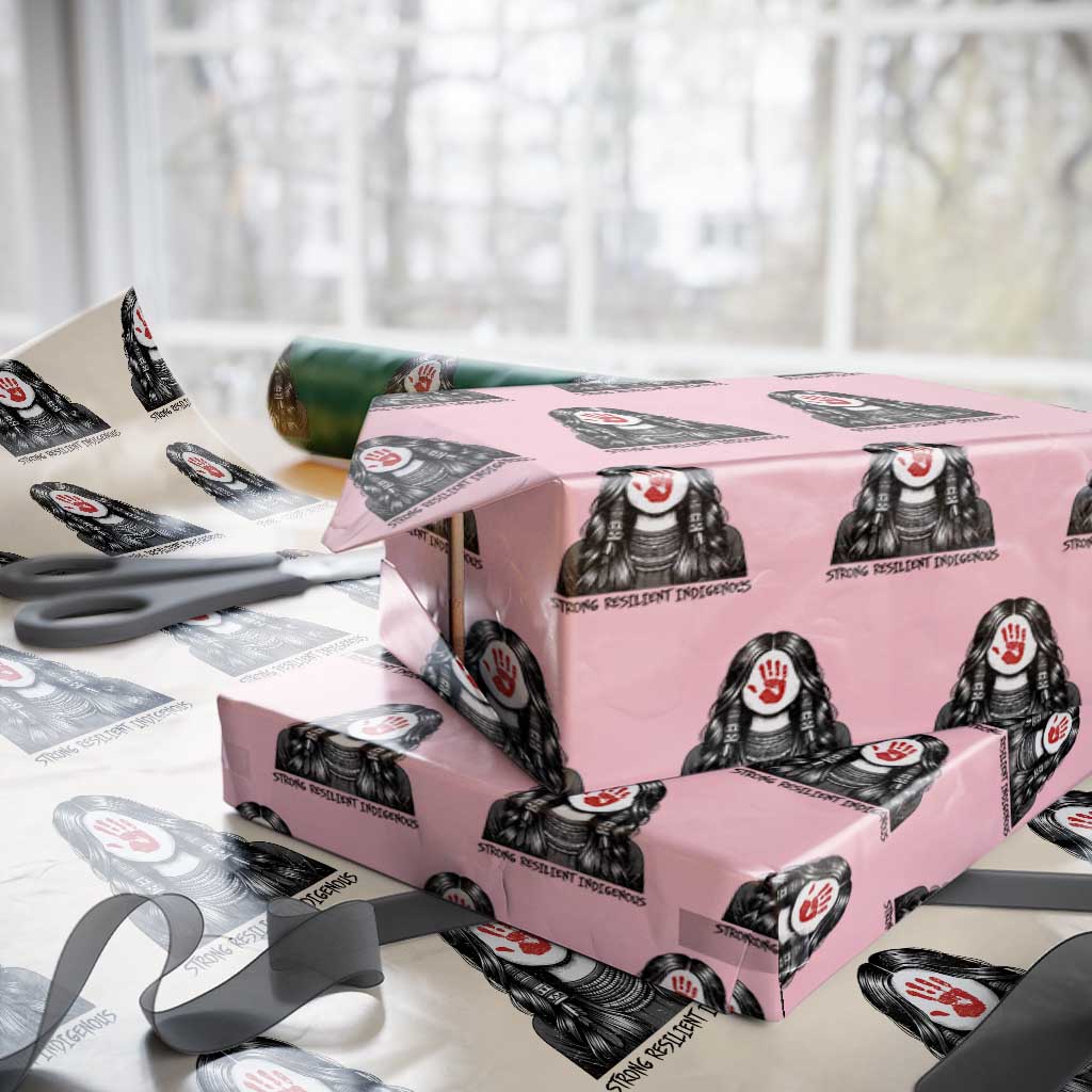 MMIW Strong Resilient Indigenous Wrapping Paper Roll Stand With Native Women Support TS12 Light Pink Print Your Wear