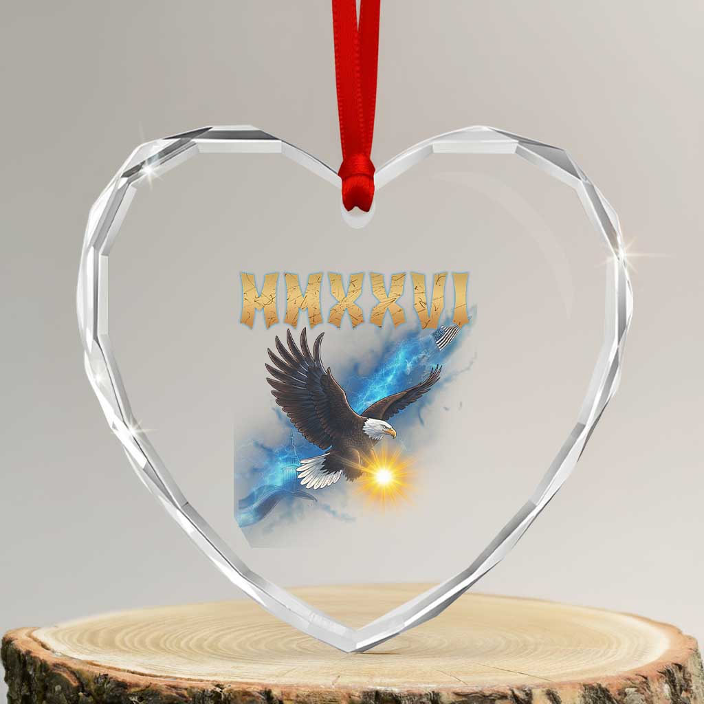 MMXXVI 2026 Eagle Heart Crystal Glass Ornament Epic Patriotic Capitol Flag USA 250th Anniversary TS02 Transparent Glass 3'' Heart Print Your Wear