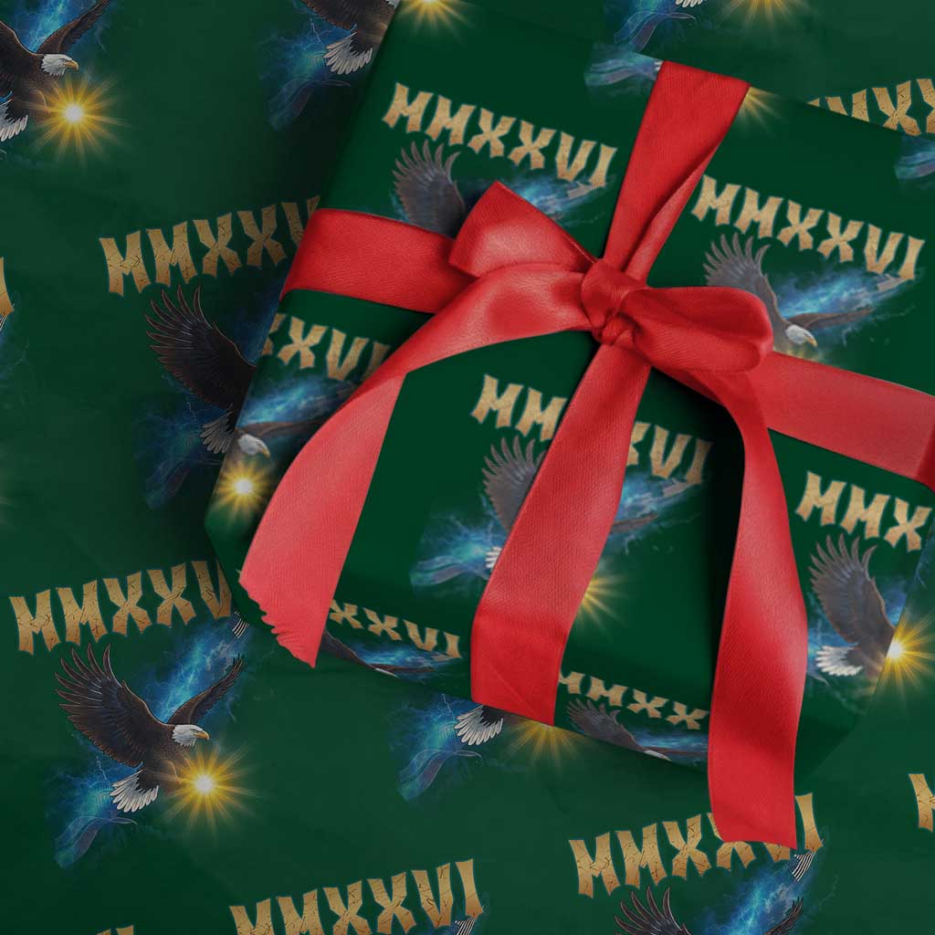 MMXXVI 2026 Eagle Wrapping Paper Roll Epic Patriotic Capitol Flag USA 250th Anniversary TS02 Green Print Your Wear