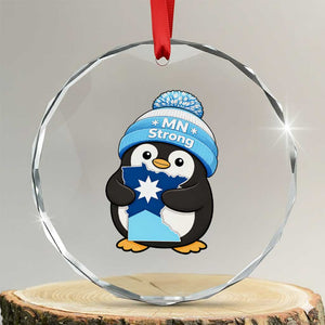 MN Strong Cute Penguin Crystal Glass Ornament Minnesota State Pride Gift TS12 Transparent Glass 3'' Circle Print Your Wear