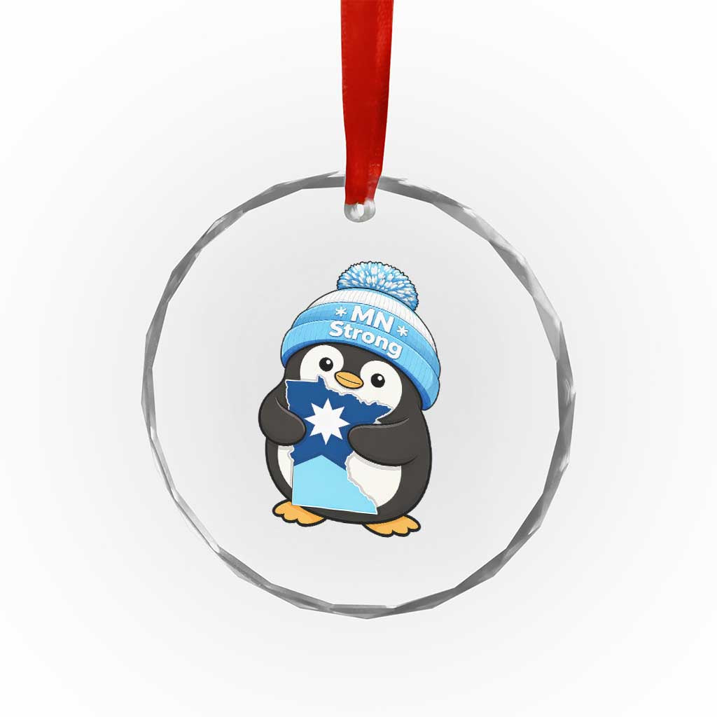 MN Strong Cute Penguin Crystal Glass Ornament Minnesota State Pride Gift TS12 Print Your Wear