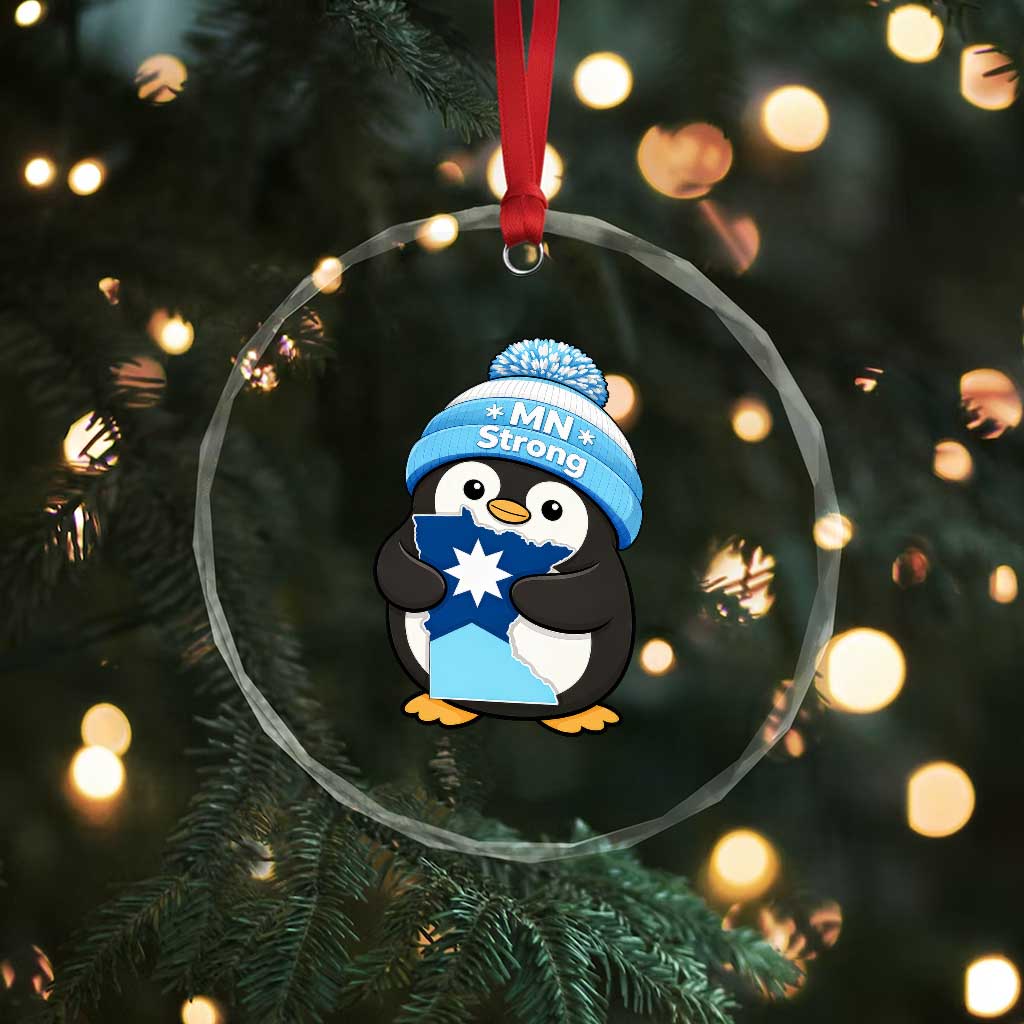 MN Strong Cute Penguin Crystal Glass Ornament Minnesota State Pride Gift TS12 Print Your Wear