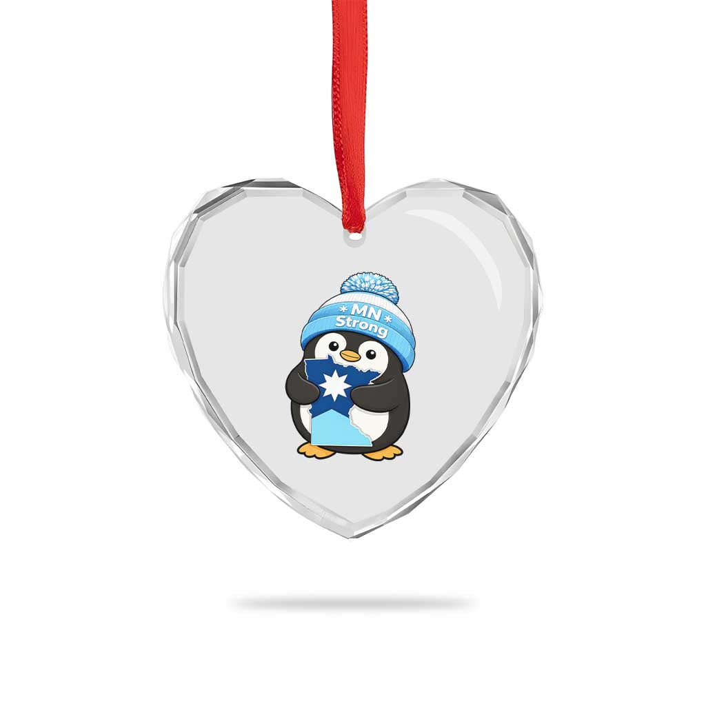 MN Strong Cute Penguin Heart Crystal Glass Ornament Minnesota State Pride Gift TS12 Print Your Wear