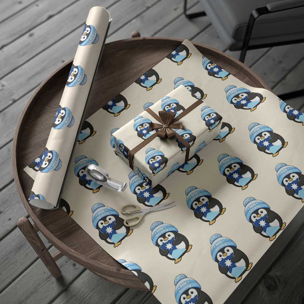 MN Strong Cute Penguin Wrapping Paper Roll Minnesota State Pride Gift TS12 Beige Print Your Wear
