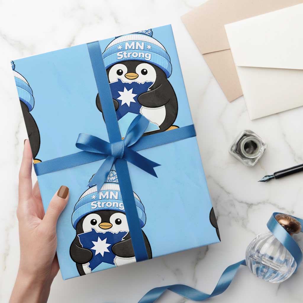 MN Strong Cute Penguin Wrapping Paper Roll Minnesota State Pride Gift TS12 Light Blue Print Your Wear