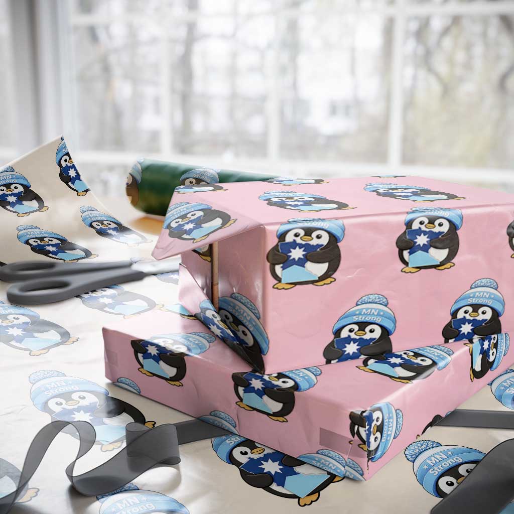 MN Strong Cute Penguin Wrapping Paper Roll Minnesota State Pride Gift TS12 Light Pink Print Your Wear
