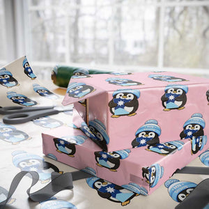 MN Strong Cute Penguin Wrapping Paper Roll Minnesota State Pride Gift TS12 Light Pink Print Your Wear
