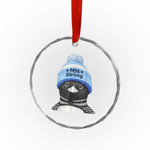 MN Strong Winter Loon with Blue Beanie Crystal Glass Ornament Stand with Minnesota Justice Protest TS02 Print Your Wear