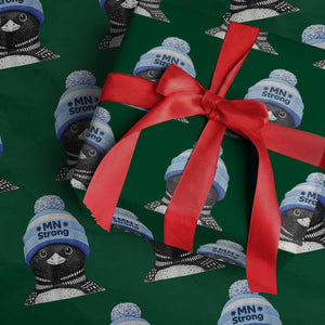MN Strong Winter Loon with Blue Beanie Wrapping Paper Roll Stand with Minnesota Justice Protest TS02 Green Print Your Wear