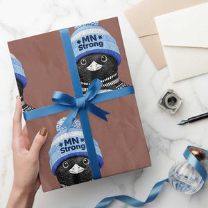 MN Strong Winter Loon with Blue Beanie Wrapping Paper Roll Stand with Minnesota Justice Protest TS02 Mocha Print Your Wear