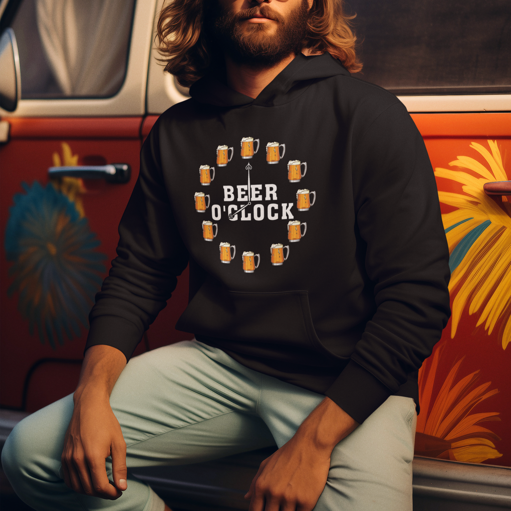 Funny Drinking Hoodie Beer O'Clock Time For Drinker TS09 Printyourwear