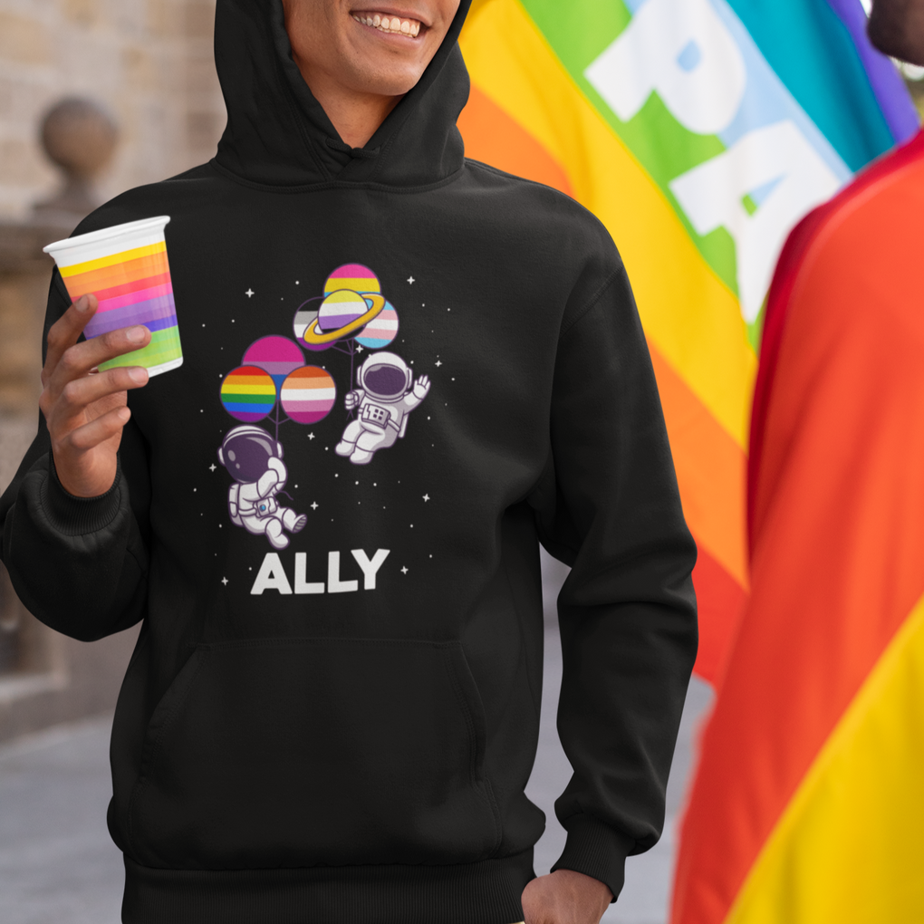 LGBT Ally Hoodie Proud Gay Support Astronaut Outer Space TS02 Printyourwear