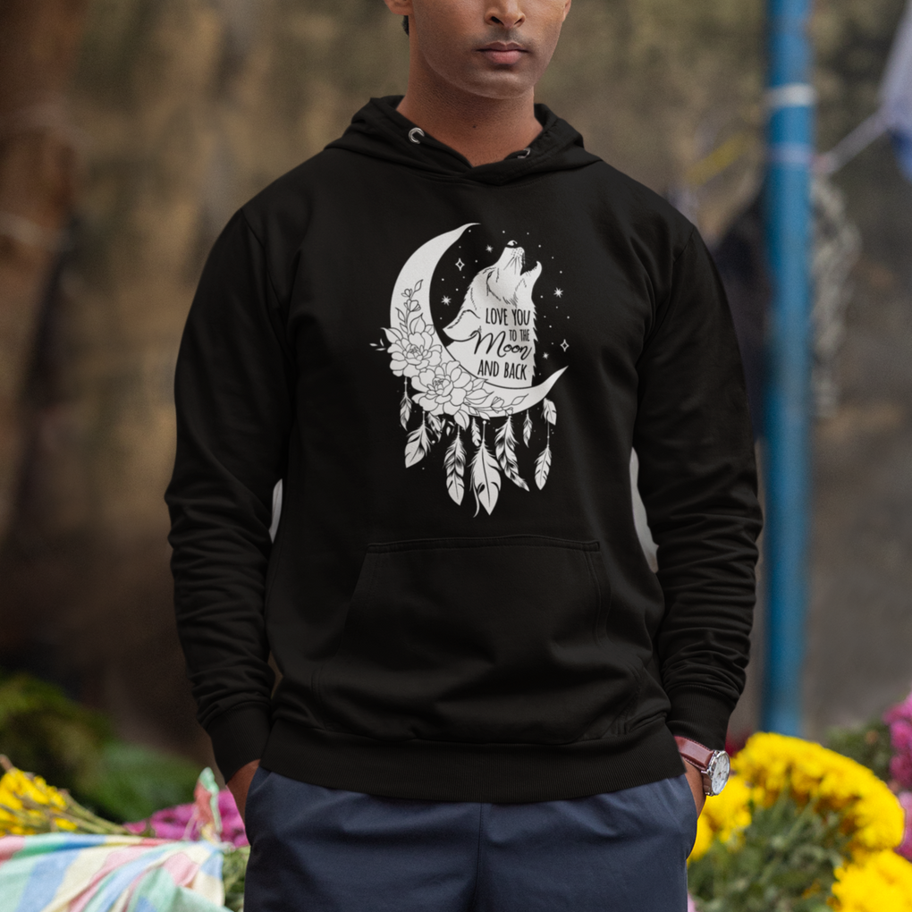 Valentine's Day Hoodie Love You To The Moon And Back Wolf TS09 Printyourwear