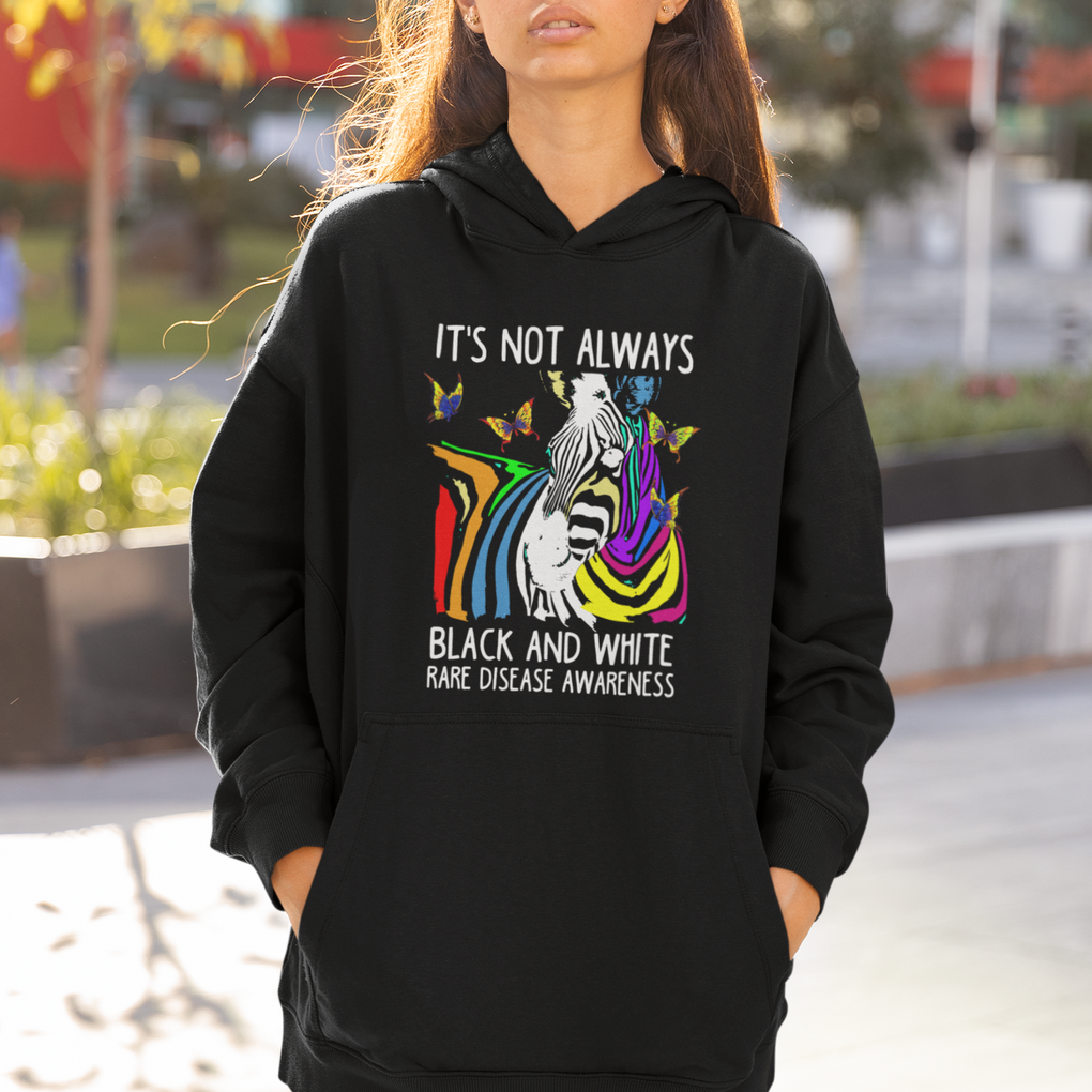 Rare Disease Day Shirts Hoodie It's Not Always Black And White Rare Disease Awareness Rainbow Zebra Kids TS02 Printyourwear
